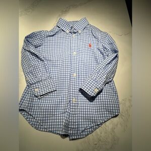 Boys Ralph Lauren button down shirt. Adorable blue & white check shirt.Size 3/3T